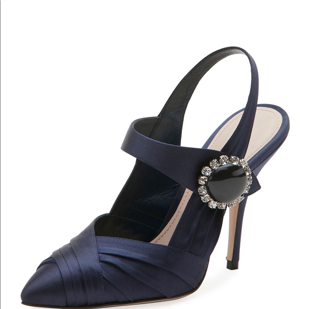 NEW Miu Miu Satin embellished crystal Pump 42
